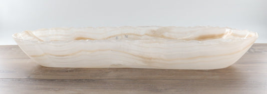Mexican Onyx/Calcite Canoe Bowl 27"