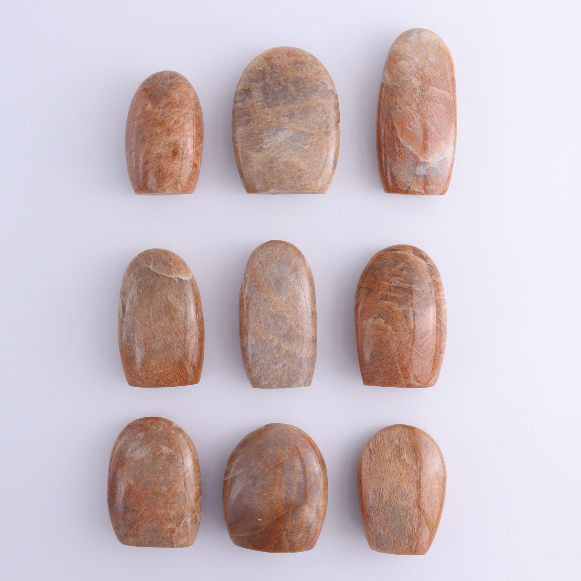 Peach Moonstone Freeform Set of 9 - Expert Wholesale and Supplier of Wholesale Crystals & Bulk Gemstones, ["Freeforms","Peach Moonstone"]