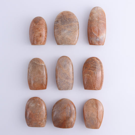 Peach Moonstone Freeform Set of 9 - Expert Wholesale and Supplier of Wholesale Crystals & Bulk Gemstones, ["Freeforms","Peach Moonstone"]