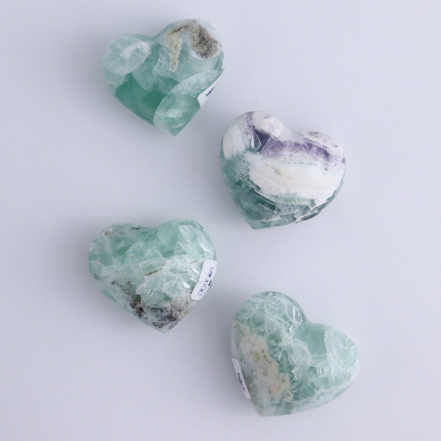 Fluorite Hearts Set of 7 - Expert Wholesale and Supplier of Wholesale Crystals & Bulk Gemstones, ["Fluorite","Hearts","Mexico"]
