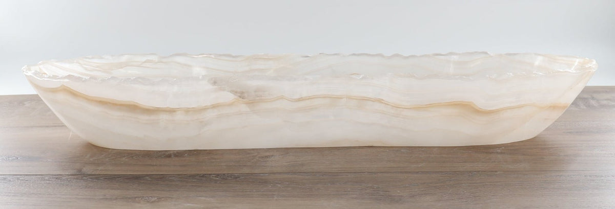 Mexican Onyx/Calcite Canoe Bowl 27"