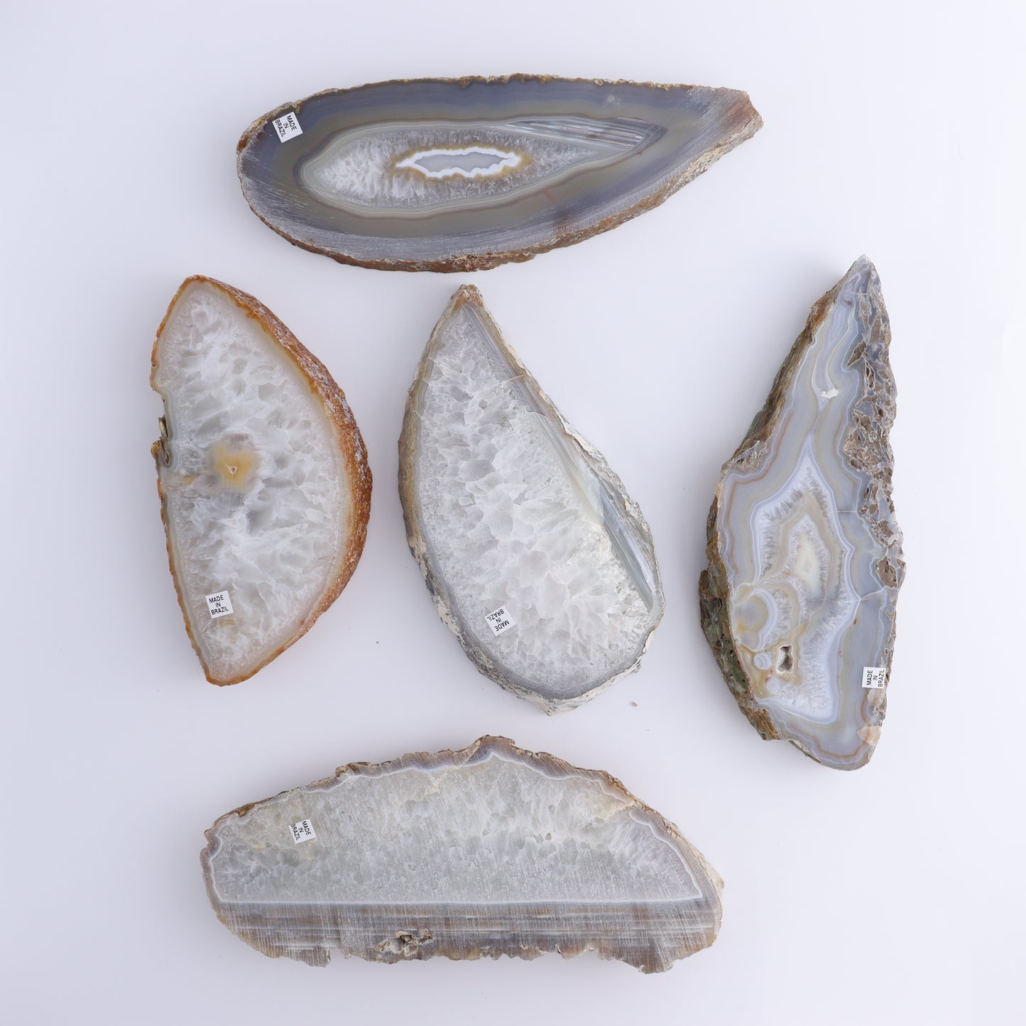 Agate Slices Set of 5 - Expert Wholesale and Supplier of Wholesale Crystals & Bulk Gemstones, ["Agate","Brazil","Slices and Slabs"]