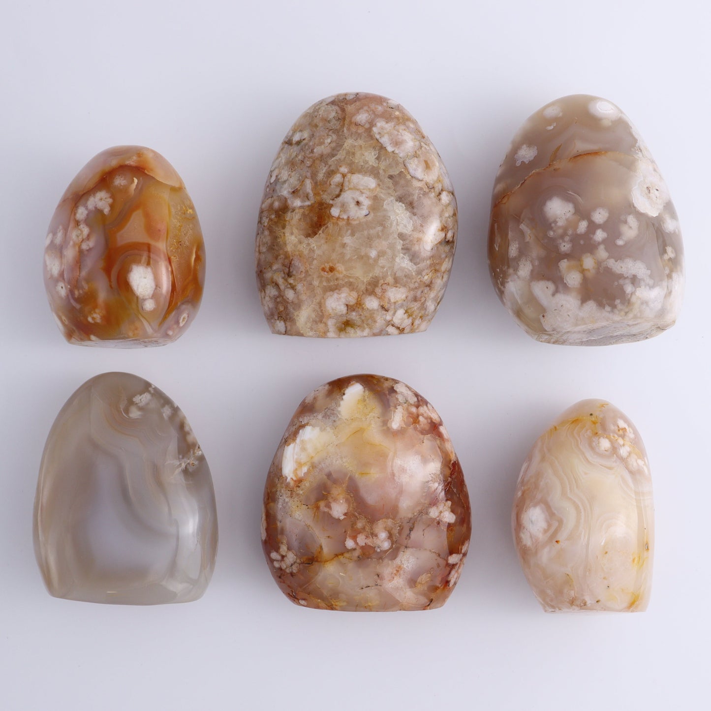 Flower Agate Freeforms Set of 6 - Expert Wholesale and Supplier of Wholesale Crystals & Bulk Gemstones, ["Flower Agate","Freeforms","Madagascar"]