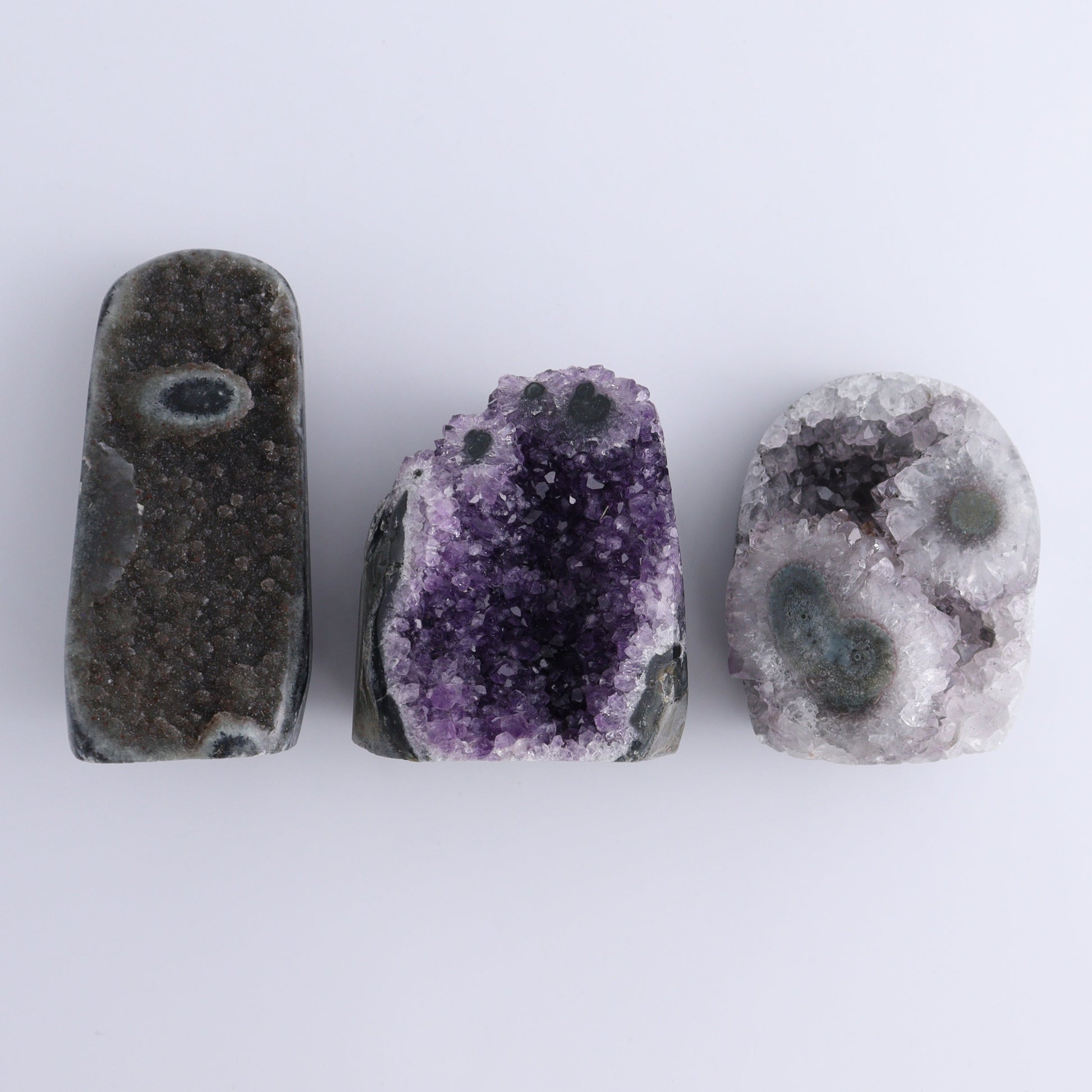 Uruguay Amethyst Set of 5 - Expert Wholesale and Supplier of Wholesale Crystals & Bulk Gemstones, ["Amethyst","Cut Base","Uruguay"]