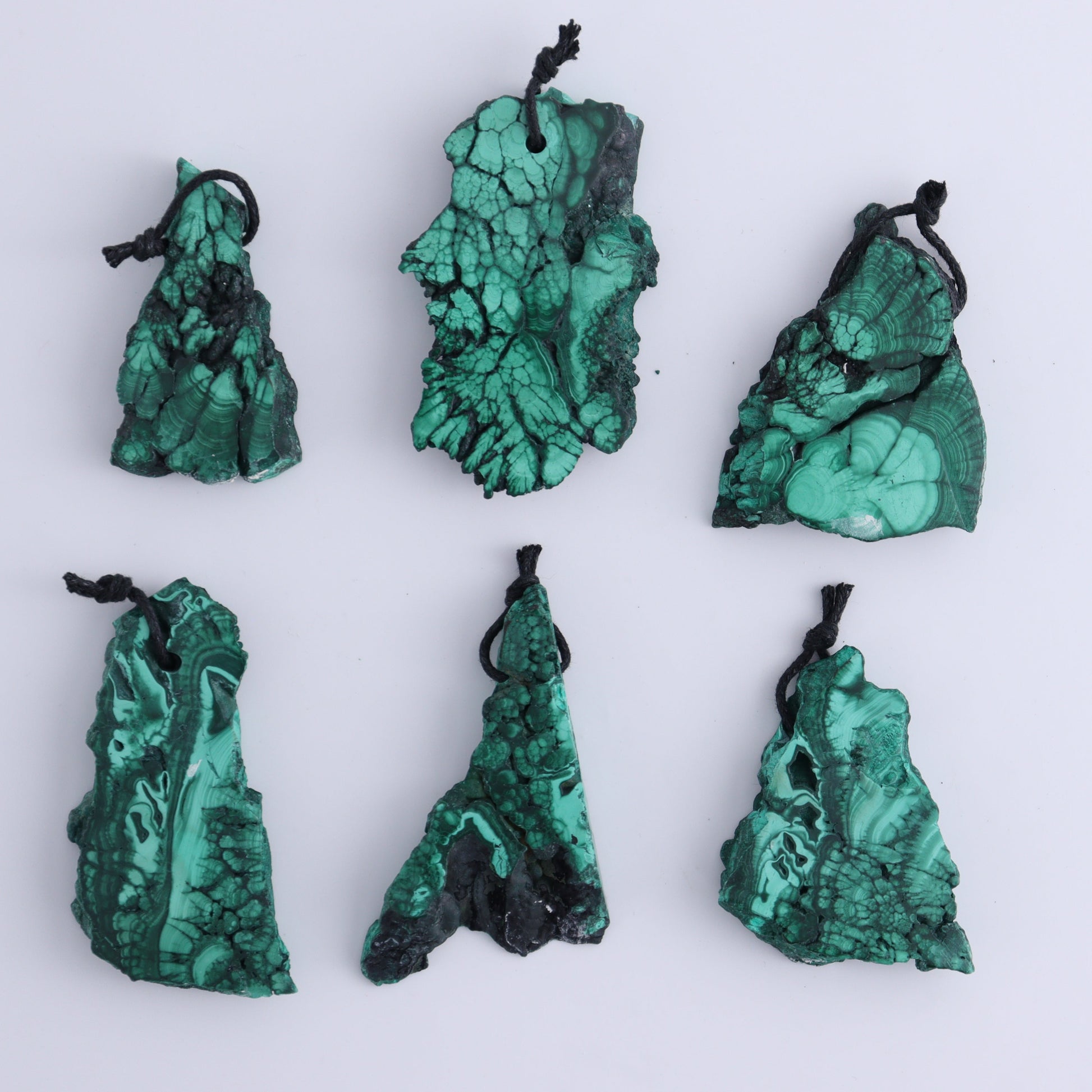 Malachite Pendants Set of 6 - Expert Wholesale and Supplier of Wholesale Crystals & Bulk Gemstones, ["Malachite","Pendants"]
