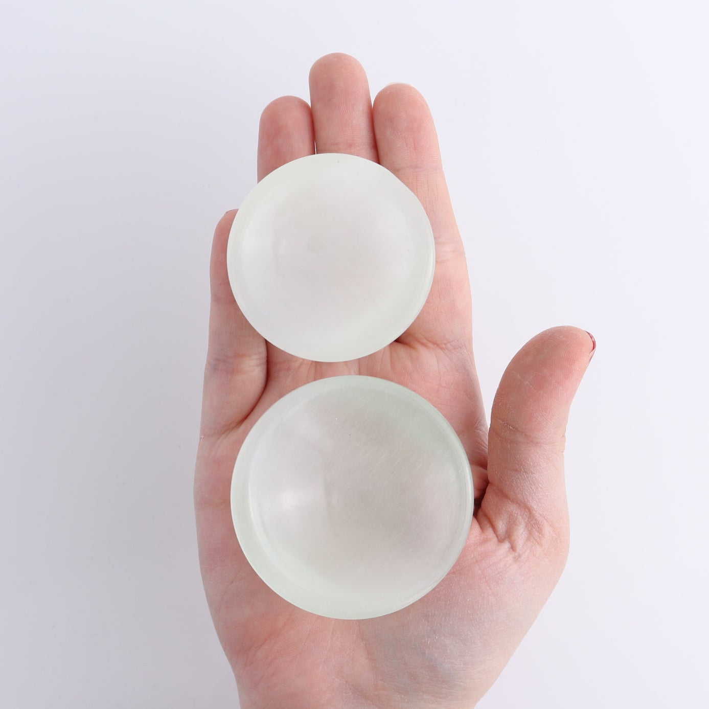 White Glass Cat's Eye Small Round Bowls Set of 6
