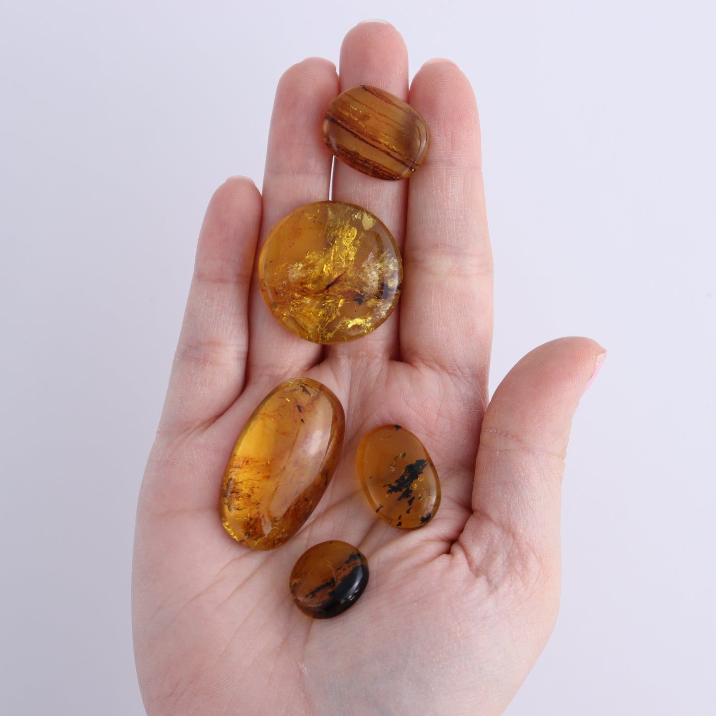 Chiapas Mexico Amber Cabs Set of 5 - Expert Wholesale and Supplier of Wholesale Crystals & Bulk Gemstones, ["Amber","Cabs","Chiapas Amber","Mexico"]