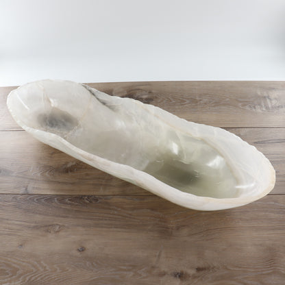 Mexican Onyx/Calcite Canoe Bowl 27"