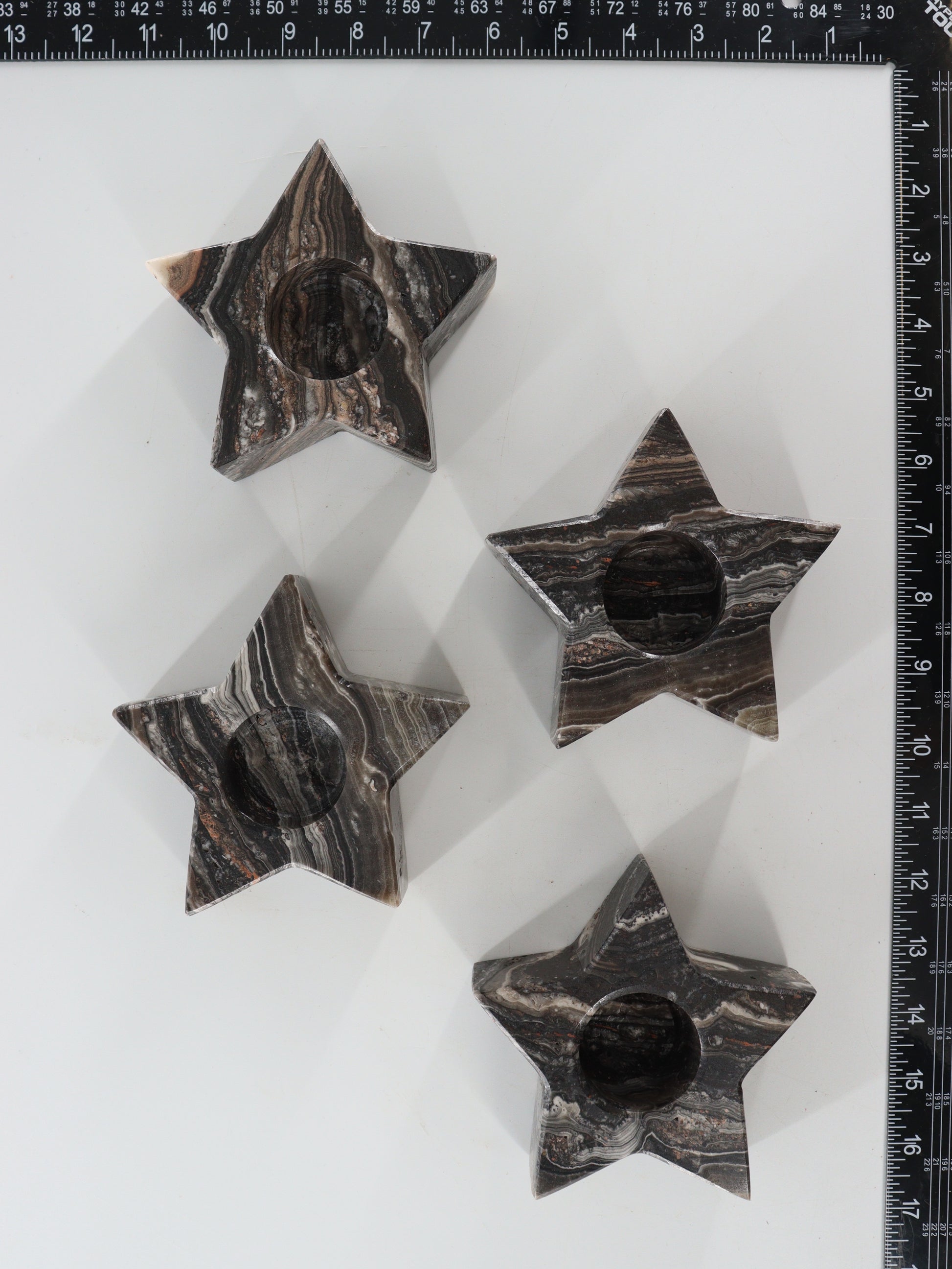 Zebra Onyx Star Candle Holders Set of 4 - Expert Supplier of Wholesale Crystals & Bulk Gemstones