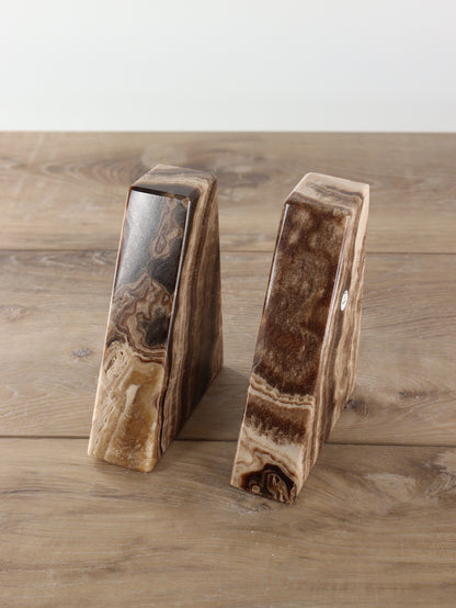 Light Brown Polished Onyx Bookends - Expert Supplier of Wholesale Crystals & Bulk Gemstones