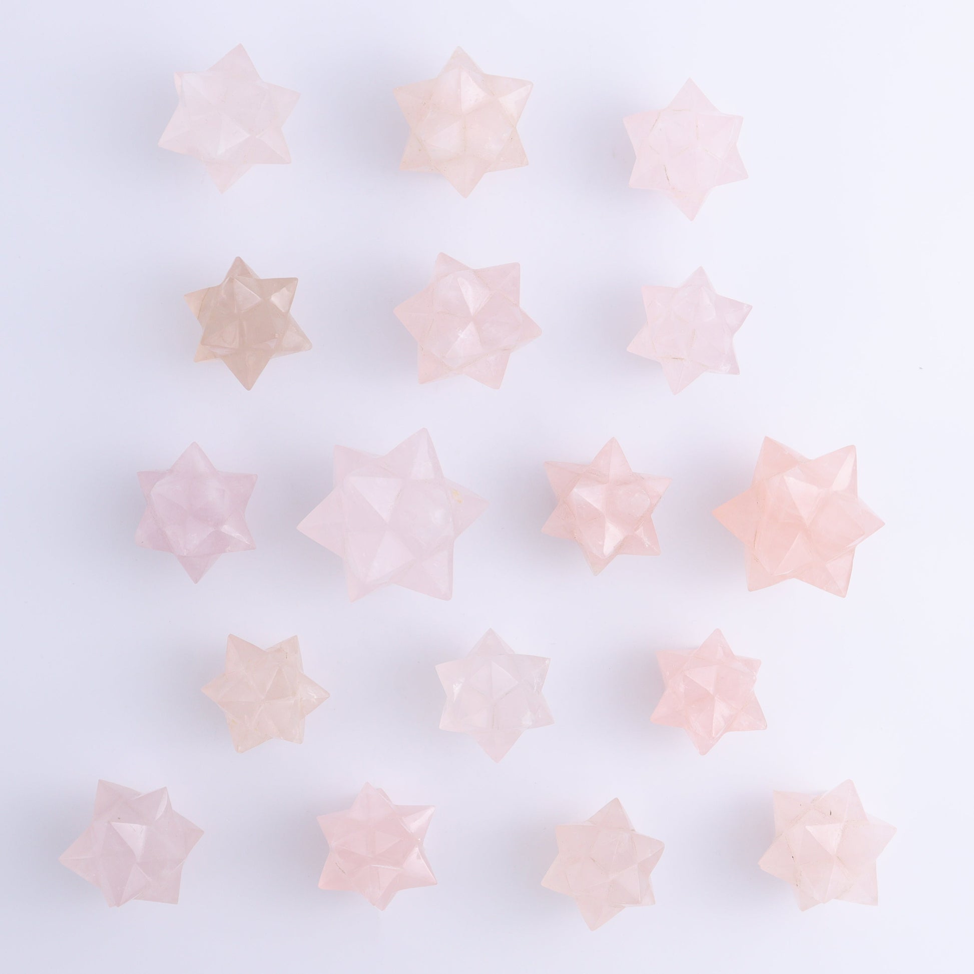 Rose Quartz Stars Set of 17 - Expert Wholesale and Supplier of Wholesale Crystals & Bulk Gemstones, ["Quartz","Rose Quartz","stars"]