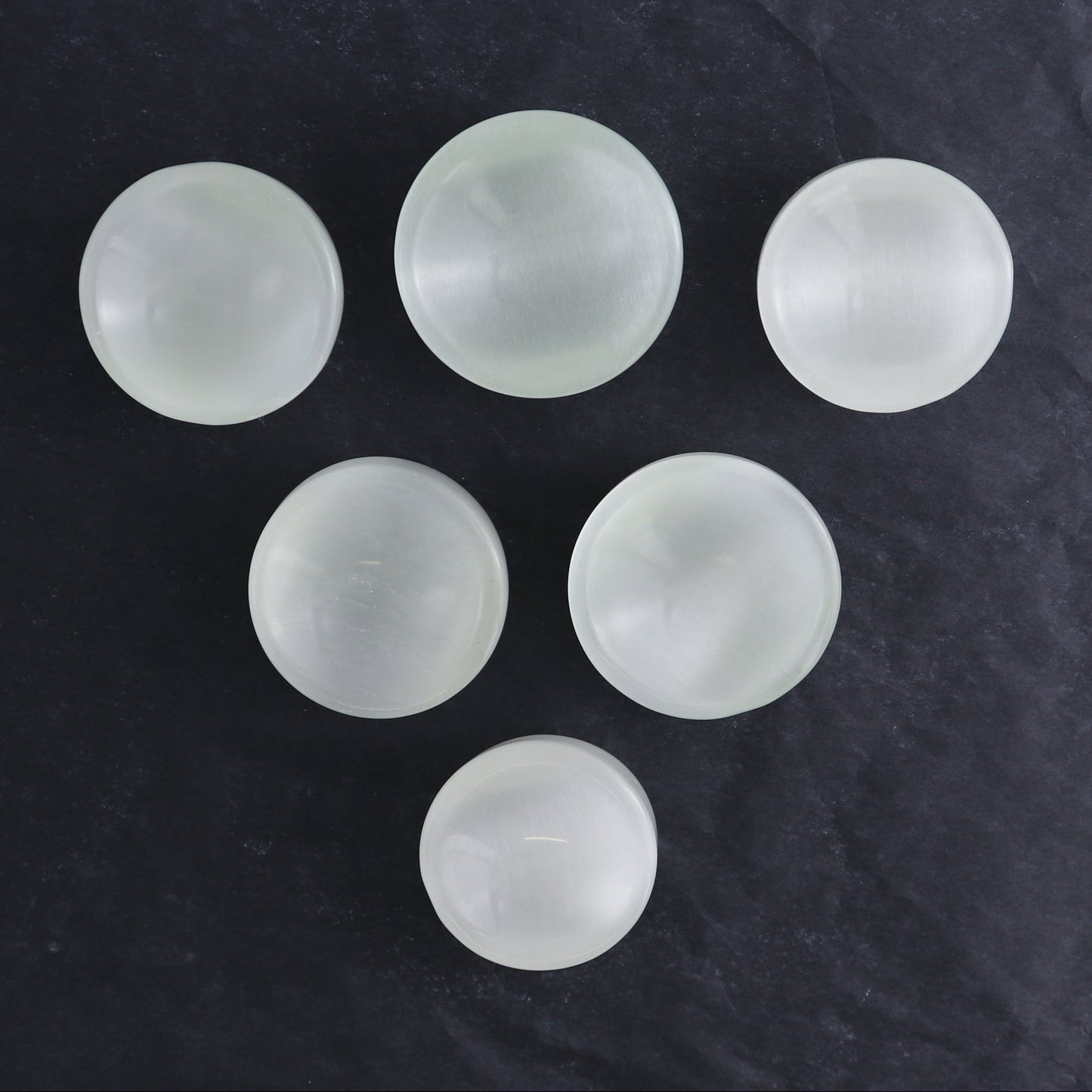 White Glass Cat's Eye Small Round Bowls Set of 6