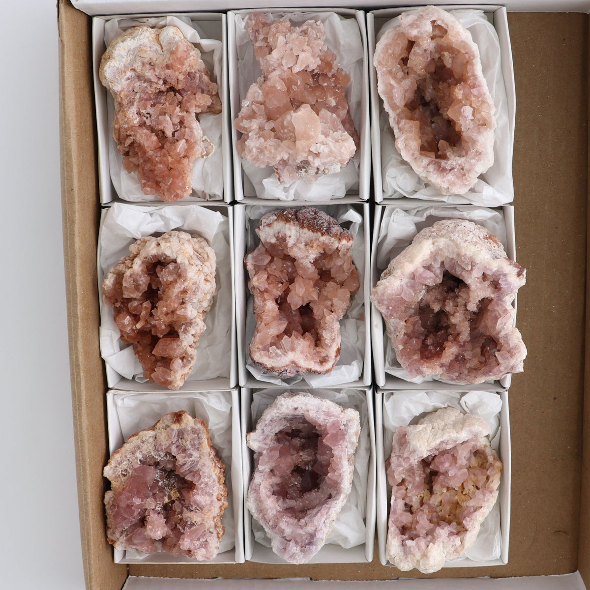 Pink Amethyst Geodes Set of 9