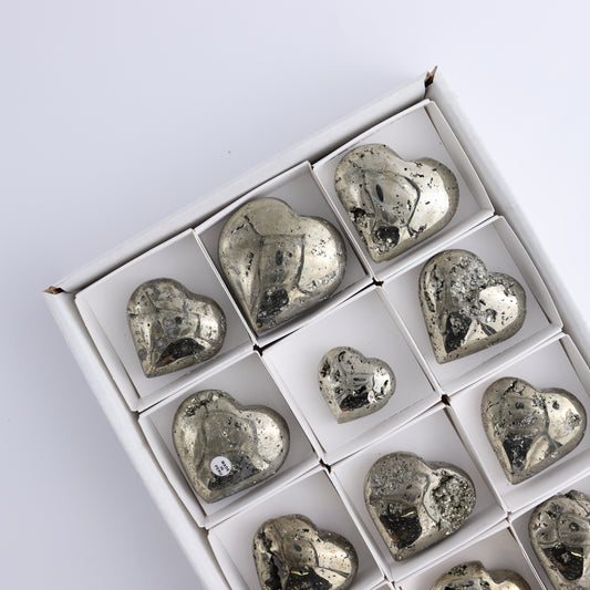 Pyrite Hearts Set of 12 - Expert Wholesale and Supplier of Wholesale Crystals & Bulk Gemstones, ["Hearts","Peru","Pyrite"]