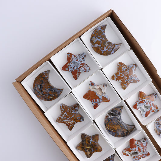 Brecciated Jasper Moons and Stars Set of 12 - Expert Wholesale and Supplier of Wholesale Crystals & Bulk Gemstones, ["Brecciated Jasper","Indonesia","moons","stars"]