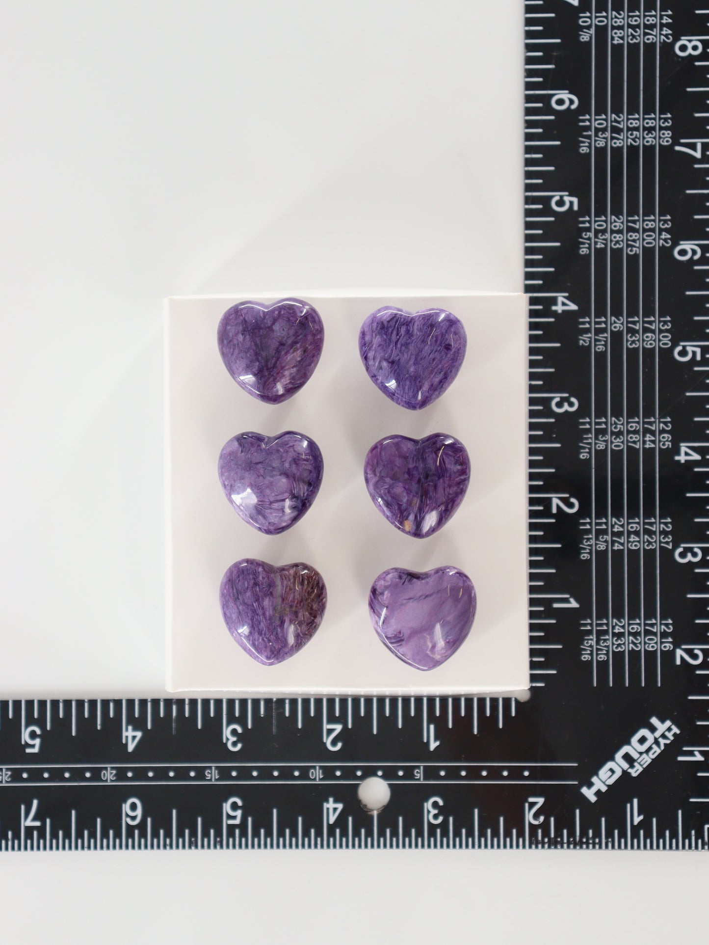 Charoite Hearts Set of 6 - Expert Supplier of Wholesale Crystals & Bulk Gemstones