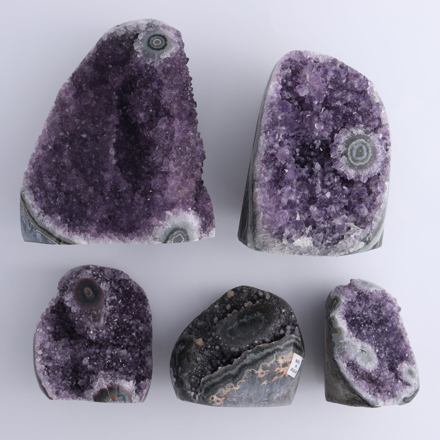 Uruguay Amethyst Set of 5 - Expert Wholesale and Supplier of Wholesale Crystals & Bulk Gemstones, ["Amethyst","Cut Base","Uruguay"]