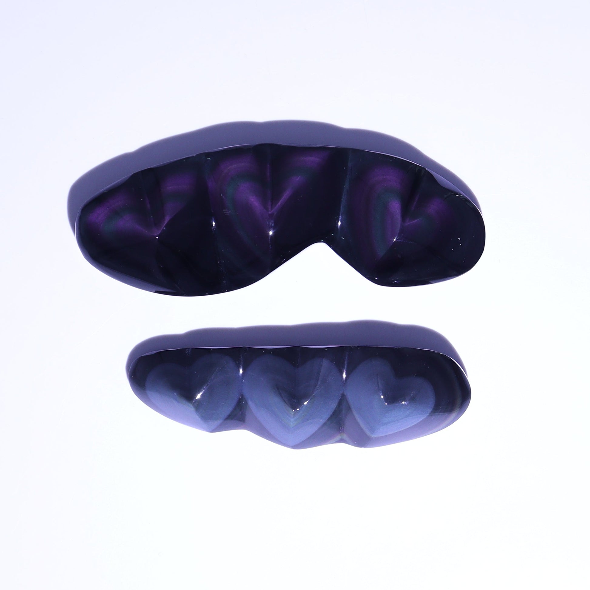 Rainbow Obsidian Heart Set of 2 - Expert Wholesale and Supplier of Wholesale Crystals & Bulk Gemstones, ["Hearts","Mexico","Obsidian","Rainbow Obsidian"]