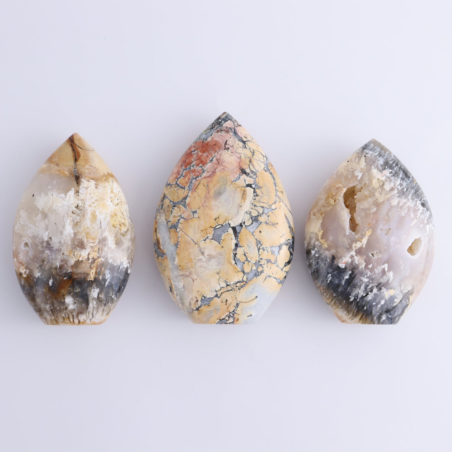 Maligano Jasper Mixed Carvings Set of 7 - Expert Wholesale and Supplier of Wholesale Crystals & Bulk Gemstones, ["Freeforms","Hearts","Indonesia","Maligno Jasper","moons","Points"]