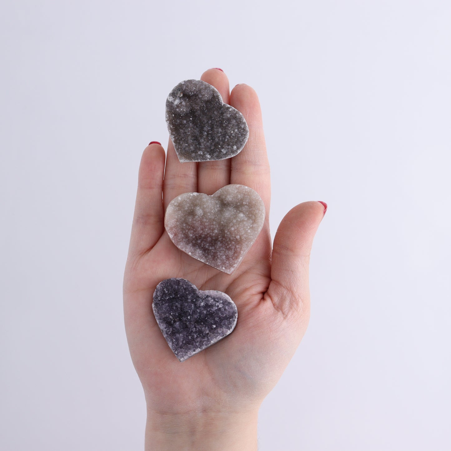 Amethyst Hearts Set of 8 - Expert Wholesale and Supplier of Wholesale Crystals & Bulk Gemstones, ["Amethyst","Hearts","Uruguay"]