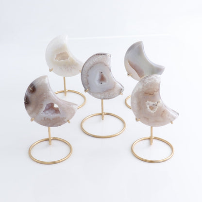 Agate Moons with Stand Set of 5