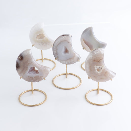 Agate Moons with Stand Set of 5