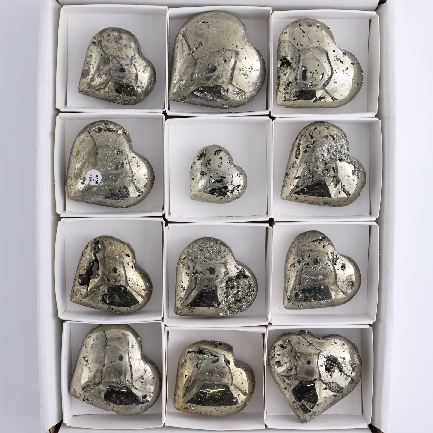 Pyrite Hearts Set of 12 - Expert Wholesale and Supplier of Wholesale Crystals & Bulk Gemstones, ["Hearts","Peru","Pyrite"]