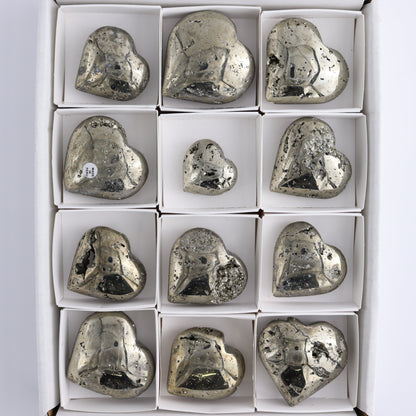 Pyrite Hearts Set of 12 - Expert Wholesale and Supplier of Wholesale Crystals & Bulk Gemstones, ["Hearts","Peru","Pyrite"]