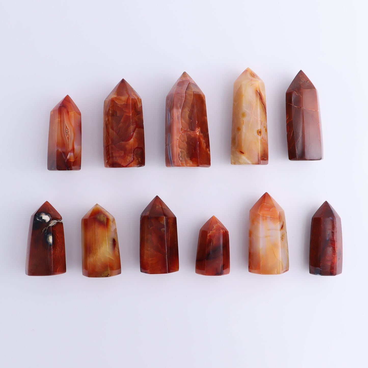 Carnelian Towers Set of 11 - Expert Wholesale and Supplier of Wholesale Crystals & Bulk Gemstones, ["carnelian","Madagascar","Towers"]