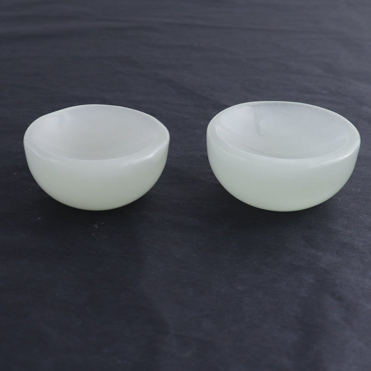 White Glass Cat's Eye Small Round Bowls Set of 6