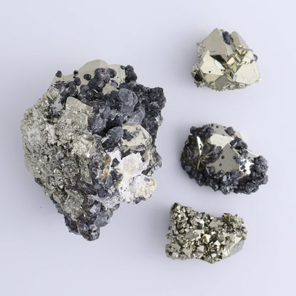 Octahedral Pyrite Clusters Set of 11 - Expert Wholesale and Supplier of Wholesale Crystals & Bulk Gemstones, ["Clusters","Octahedral Pyrite","Peru","Pyrite"]
