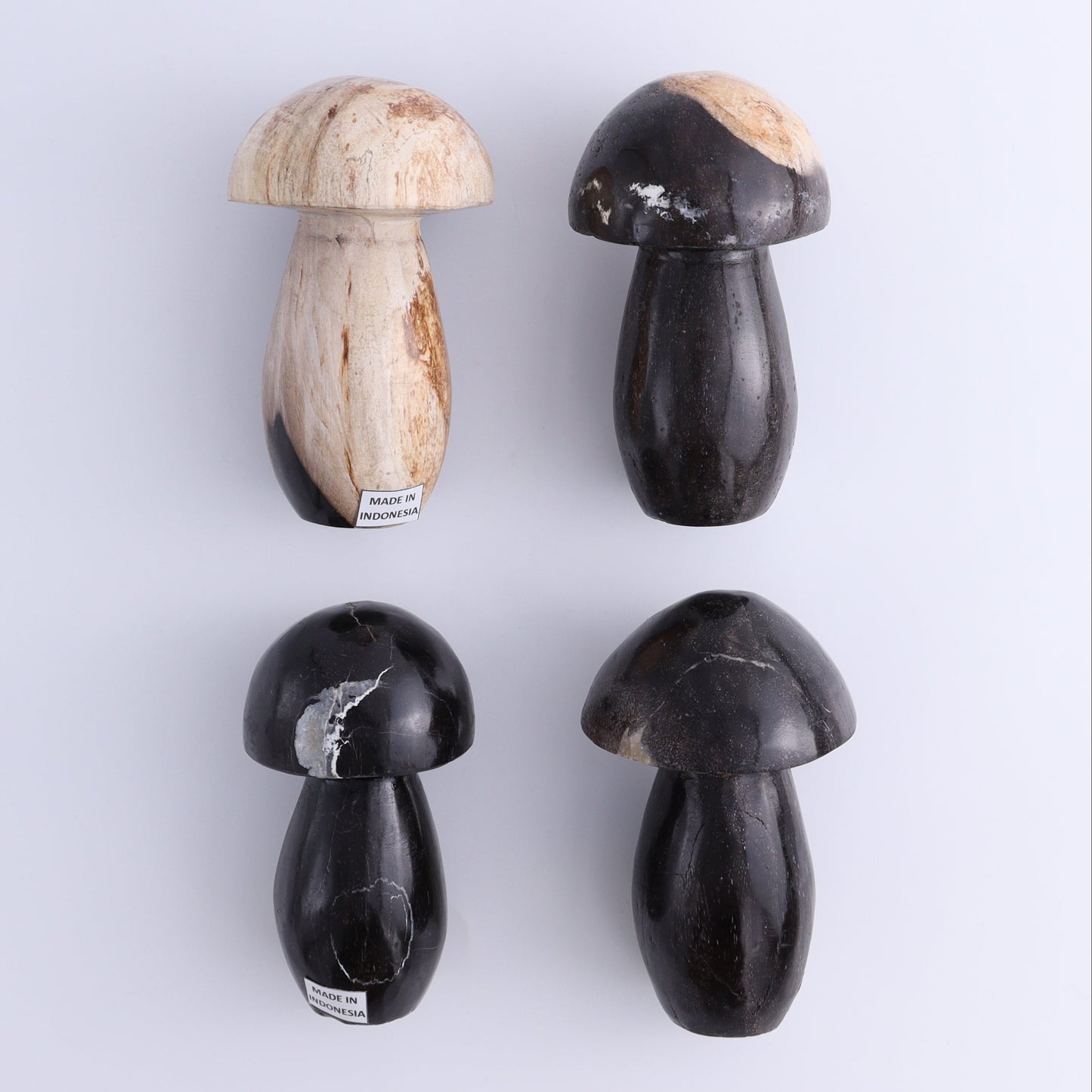 Petrified Wood Mushrooms Set of 4 - Expert Wholesale and Supplier of Wholesale Crystals & Bulk Gemstones, ["Indonesia","Mushrooms","Petrified Wood"]