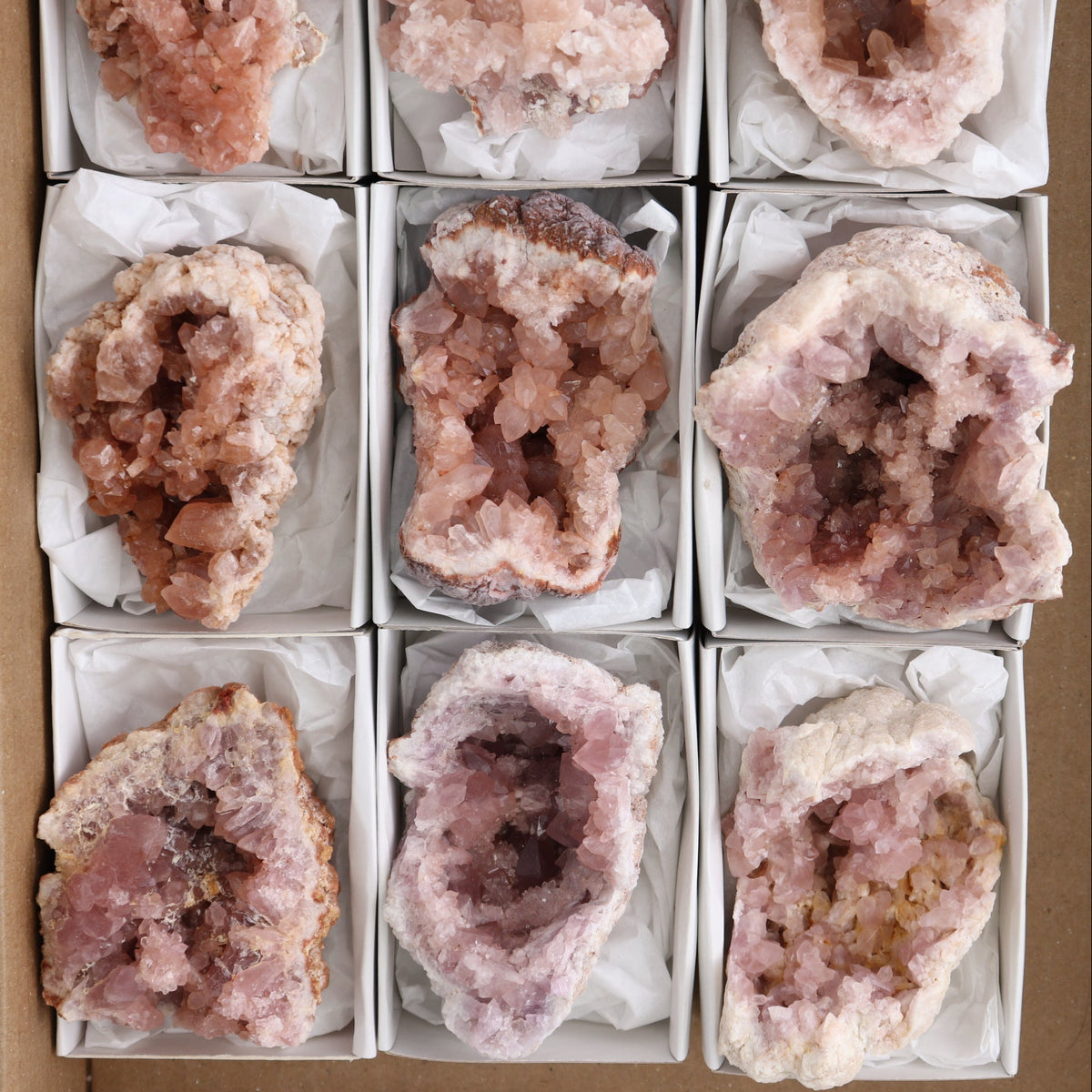 Pink Amethyst Geodes Set of 9