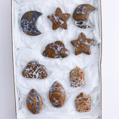Brecciated Jasper Moons, Stars, Towers, Clouds, and Flames Set of 10 - Expert Wholesale and Supplier of Wholesale Crystals & Bulk Gemstones, ["Brecciated Jasper","Clouds","flames","Indonesia","moons","stars","Towers"]