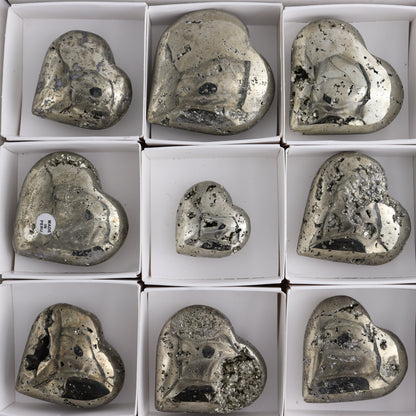 Pyrite Hearts Set of 12 - Expert Wholesale and Supplier of Wholesale Crystals & Bulk Gemstones, ["Hearts","Peru","Pyrite"]