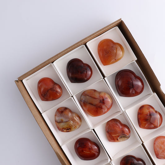 Carnelian Hearts Set of 12 - Expert Wholesale and Supplier of Wholesale Crystals & Bulk Gemstones, ["carnelian","Hearts","Madagascar"]