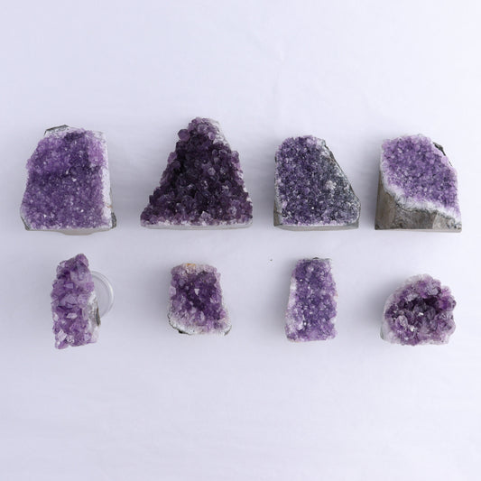Uruguay Amethyst Cut Base Set of 8 - Expert Wholesale and Supplier of Wholesale Crystals & Bulk Gemstones, ["Amethyst","Cut Base","Uruguay"]