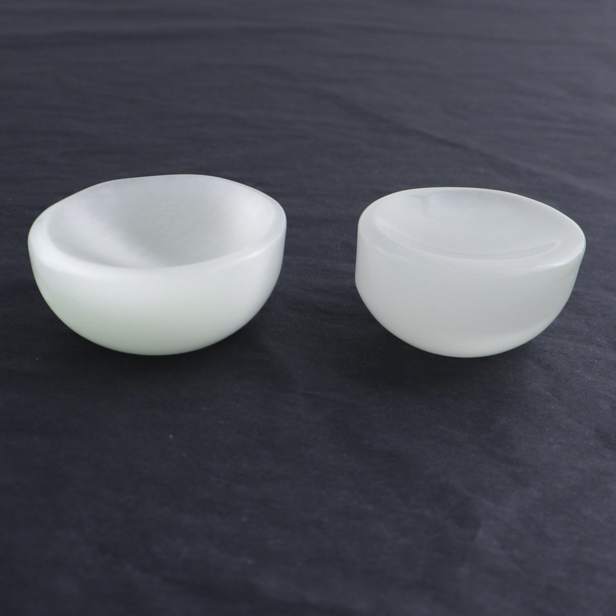 White Glass Cat's Eye Small Round Bowls Set of 6