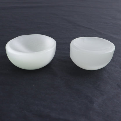 White Glass Cat's Eye Small Round Bowls Set of 6
