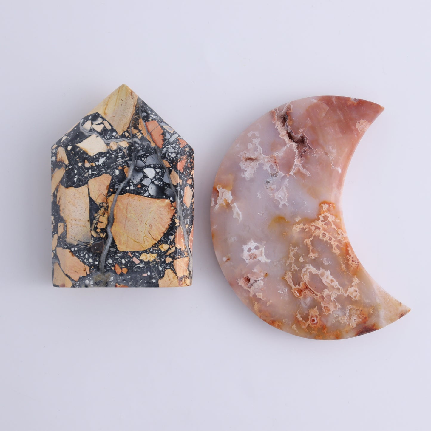 Maligano Jasper Mixed Carvings Set of 7 - Expert Wholesale and Supplier of Wholesale Crystals & Bulk Gemstones, ["Freeforms","Hearts","Indonesia","Maligno Jasper","moons","Points"]