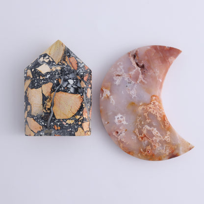 Maligano Jasper Mixed Carvings Set of 7 - Expert Wholesale and Supplier of Wholesale Crystals & Bulk Gemstones, ["Freeforms","Hearts","Indonesia","Maligno Jasper","moons","Points"]