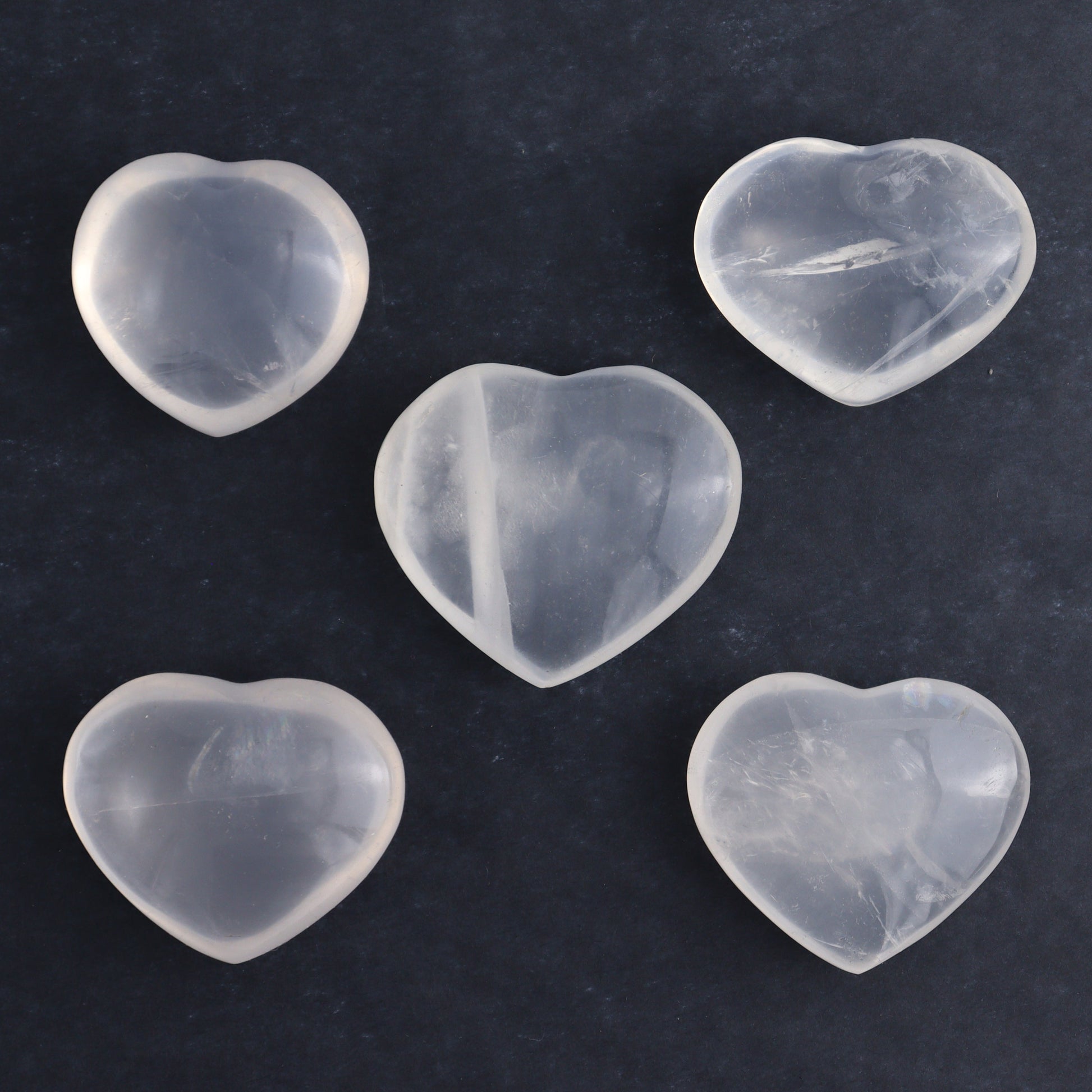 Girasol Quartz Hearts Set of 9 - Expert Wholesale and Supplier of Wholesale Crystals & Bulk Gemstones, ["Girasol","Girasol Quartz","Hearts","Quartz"]