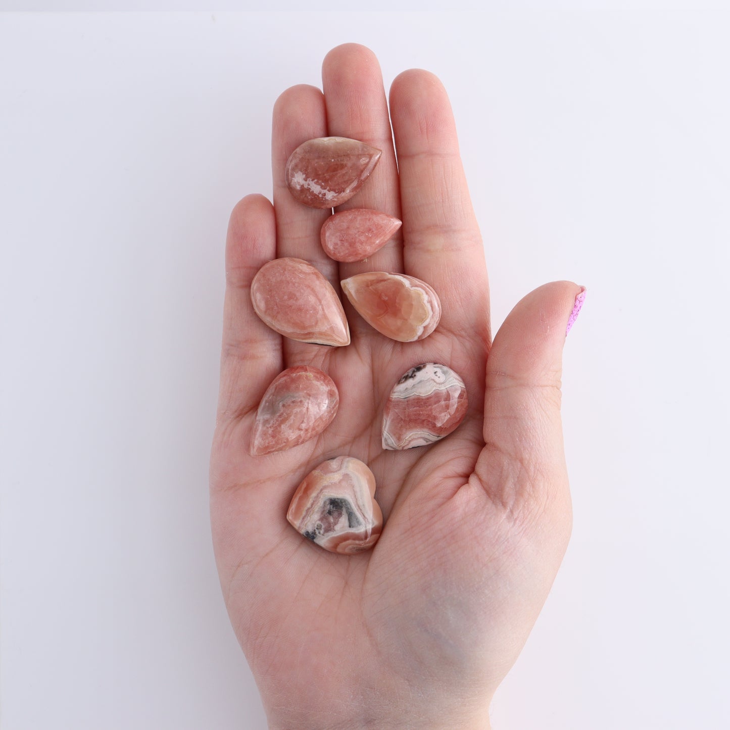 Rhodochrosite Cabs and Heart Set of 18 - Expert Wholesale and Supplier of Wholesale Crystals & Bulk Gemstones, ["Argentina","Cabs","Rhodochrosite"]