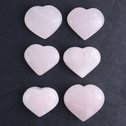 Pink Mangano Calcite Hearts Set of 6 - Expert Wholesale and Supplier of Wholesale Crystals & Bulk Gemstones, ["Calcite","Hearts","Madagascar","Pink Calcite"]