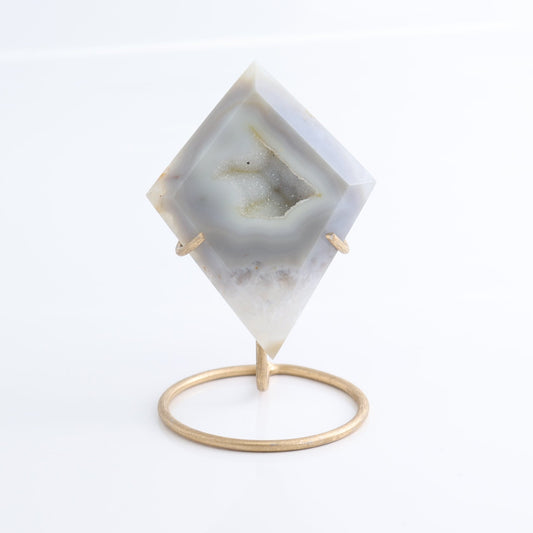 Agate Moons Set of 3 & 1 Diamond Shape with Stands