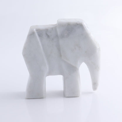 One White Marble Elephant Statue