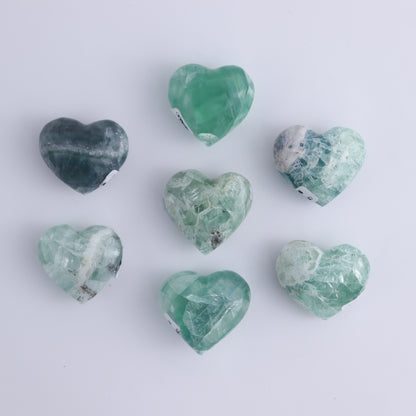 Fluorite Hearts Set of 7 - Expert Wholesale and Supplier of Wholesale Crystals & Bulk Gemstones, ["Fluorite","Hearts","Mexico"]