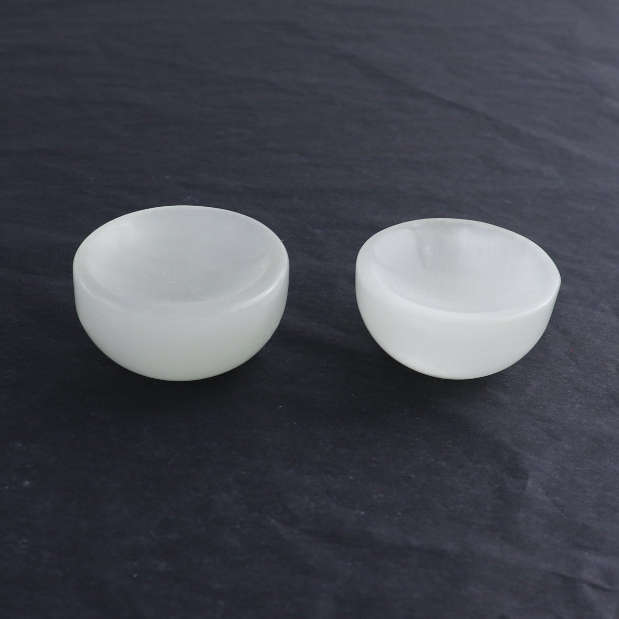 White Glass Cat's Eye Small Round Bowls Set of 6