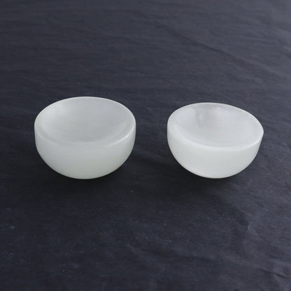 White Glass Cat's Eye Small Round Bowls Set of 6