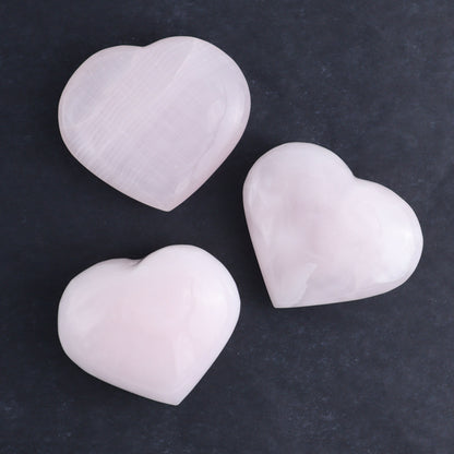 Pink Mangano Calcite Hearts Set of 6 - Expert Wholesale and Supplier of Wholesale Crystals & Bulk Gemstones, ["Calcite","Hearts","Madagascar","Pink Calcite"]